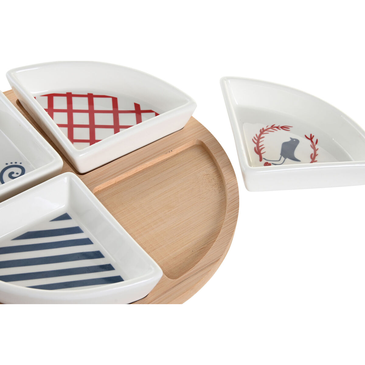Tilltuggsset DKD Home Decor 21,5 x 21,5 x 1 cm Röd Blå Vit Stengods Medelhavs Hus - 3