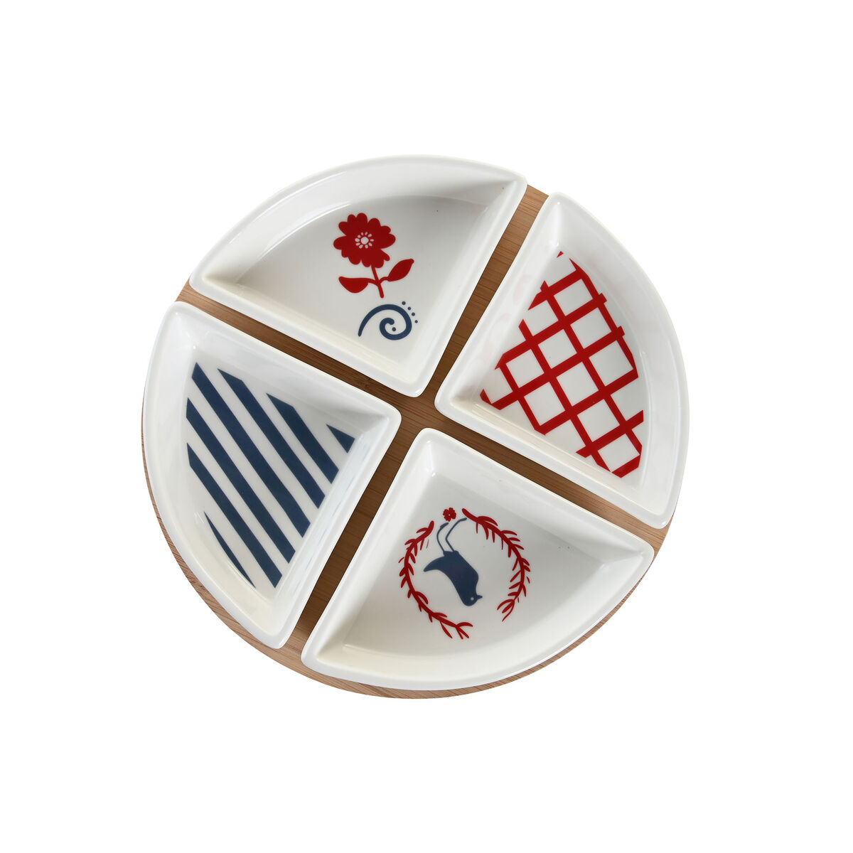 Tilltuggsset DKD Home Decor 21,5 x 21,5 x 1 cm Röd Blå Vit Stengods Medelhavs Hus - 2
