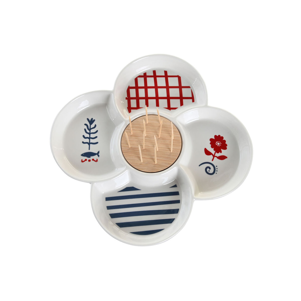 Tilltuggsset DKD Home Decor Röd Blå Vit Stengods 22 x 22 x 7 cm Medelhavs Hus - 2