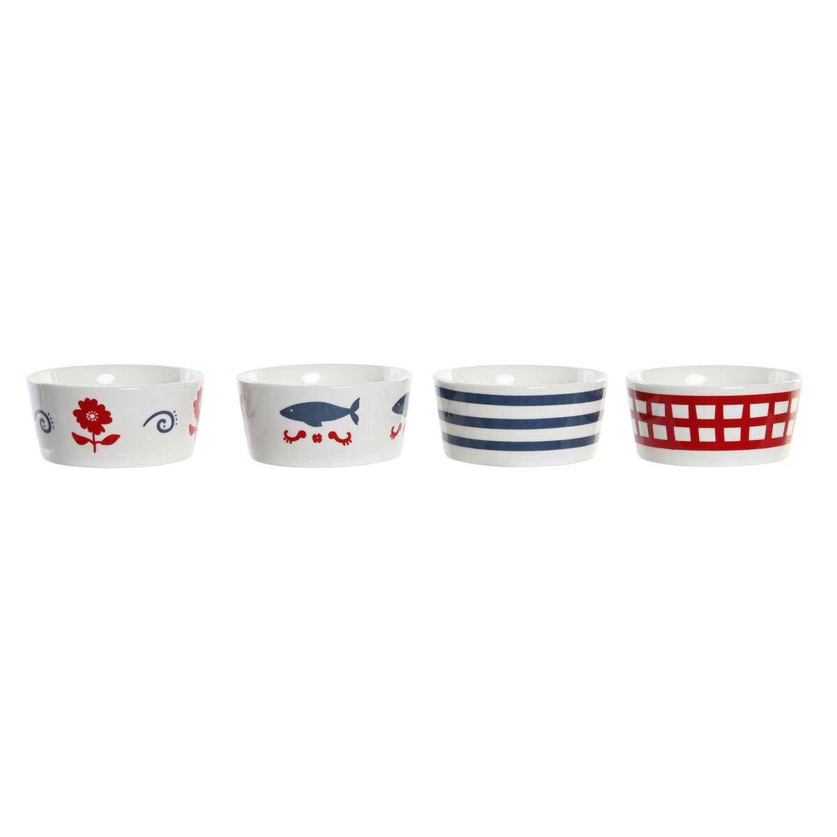 Tilltuggsset DKD Home Decor 19,7 x 19,7 x 1 cm Naturell Röd Blå Vit Stengods Medelhavs Hus - 2