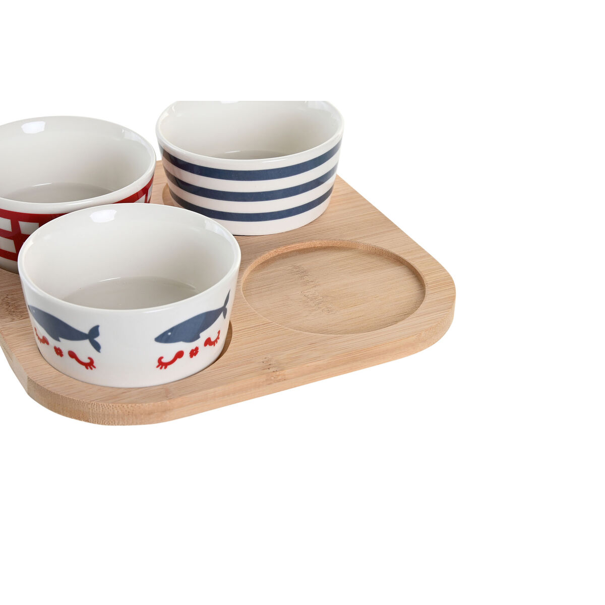Tilltuggsset DKD Home Decor 19,7 x 19,7 x 1 cm Naturell Röd Blå Vit Stengods Medelhavs Hus - 3