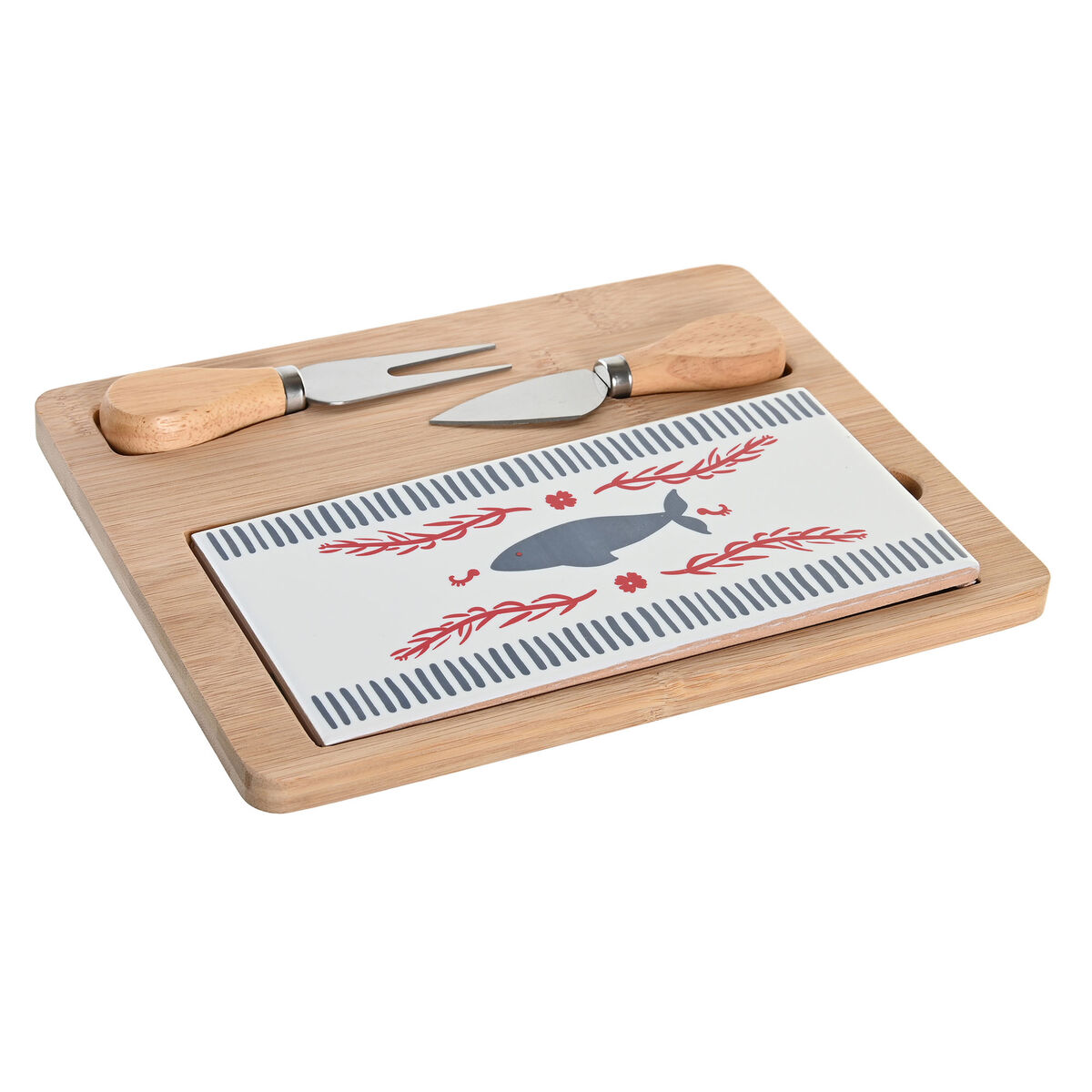 Tilltuggsset DKD Home Decor 24,5 x 20 x 1,2 cm Röd Blå Stengods Medelhavs Hus