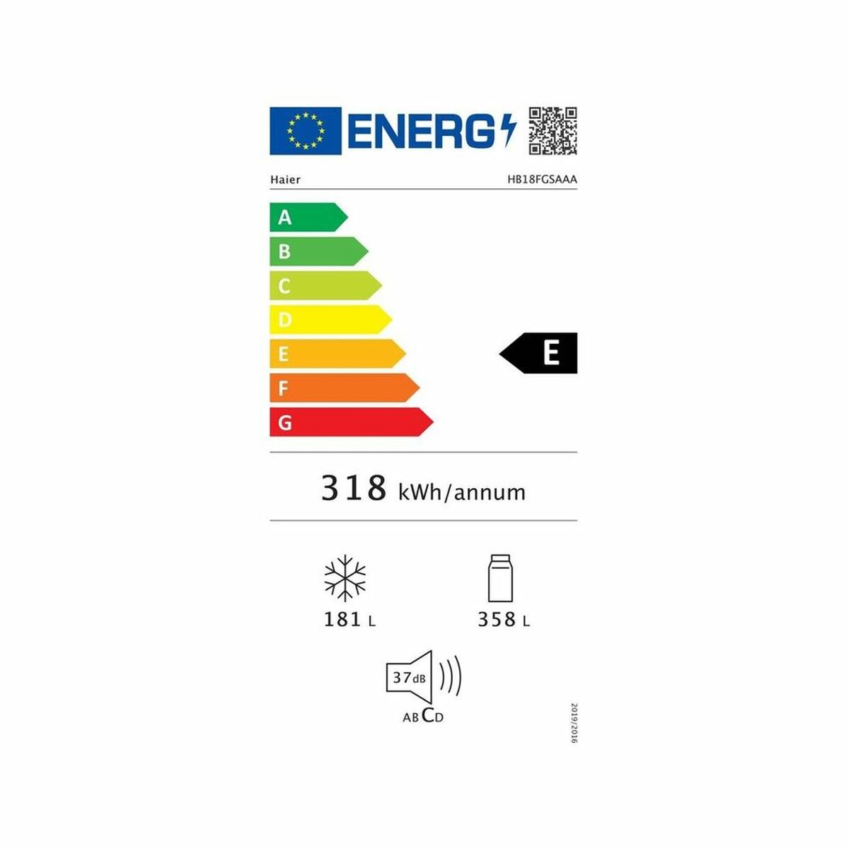Kombinerat kylskåp Haier HB18FGSAAA 190 x 83 cm 539 L - 2