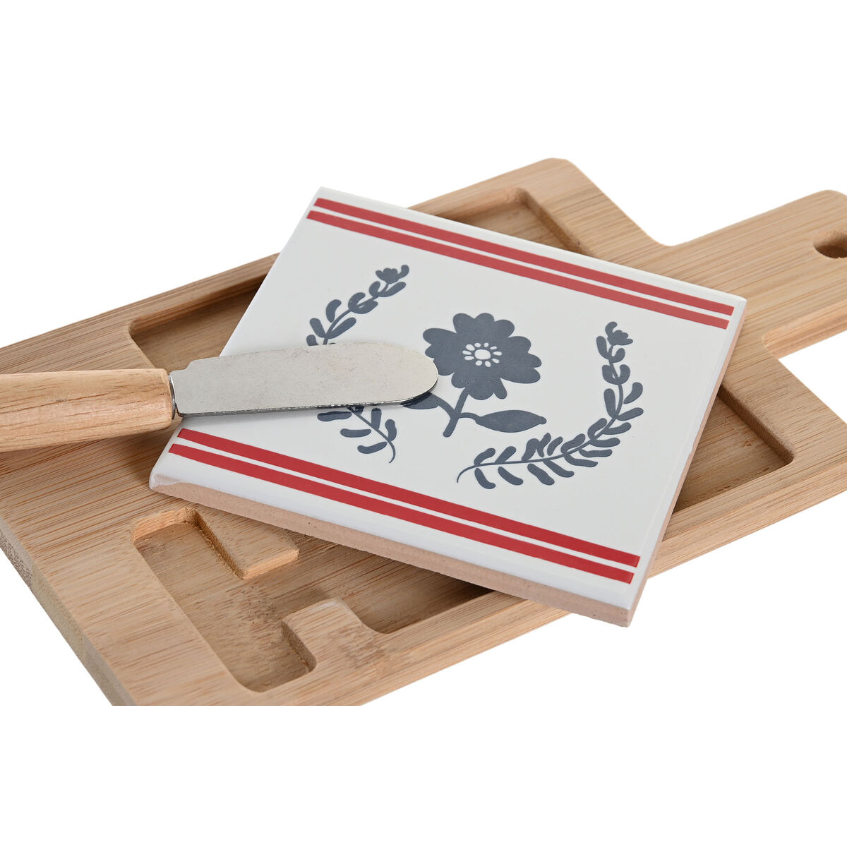 Tilltuggsset DKD Home Decor 21,5 x 11,8 x 1,5 cm Naturell Röd Blå Vit Stengods Medelhavs Hus - 2