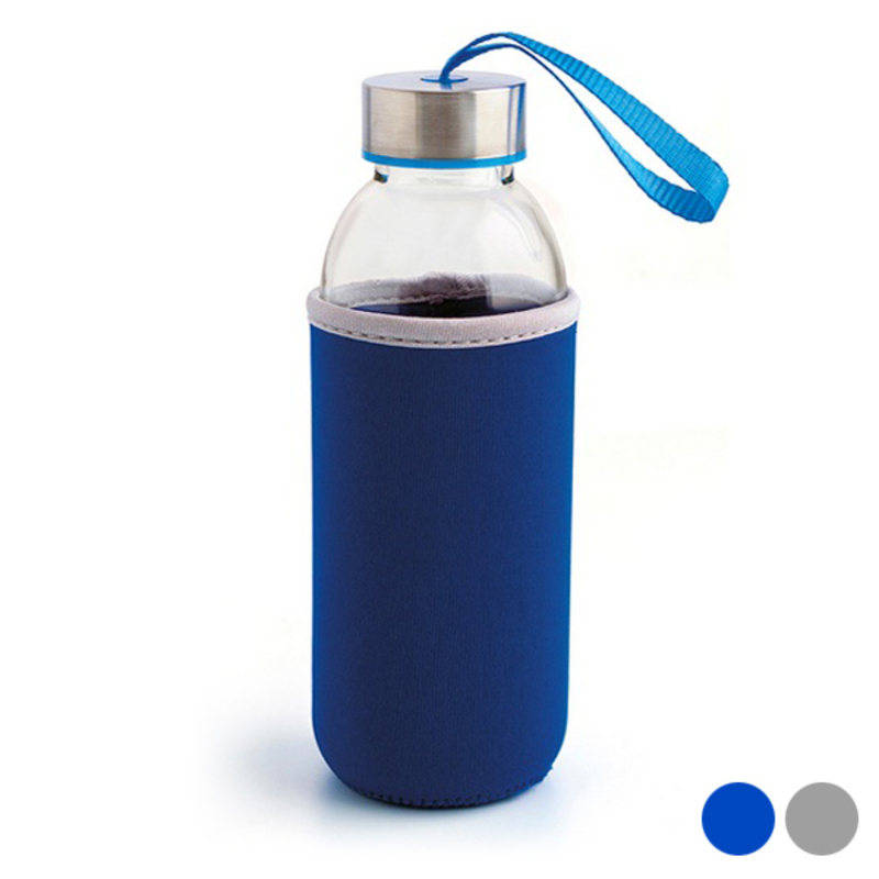 Flaska Quid Blå Grå Glas 400 ml, Färg: Grå