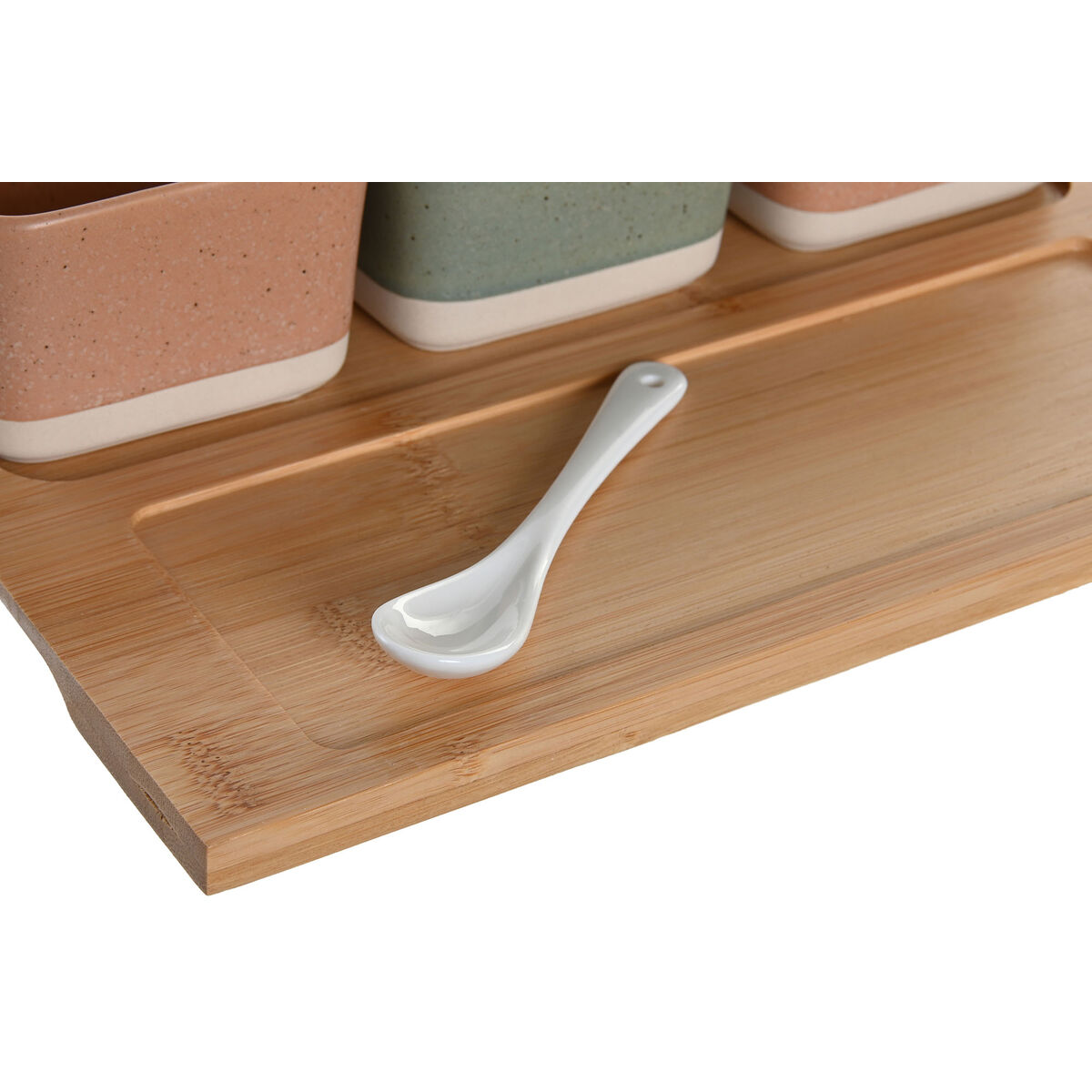 Tilltuggsset DKD Home Decor 26 x 9 x 4 cm Porslin Multicolour Bambu 8 Delar Skandinavisk - 2