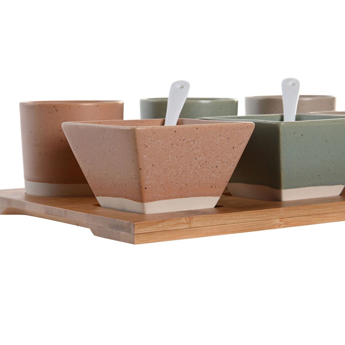 Tilltuggsset DKD Home Decor 28 x 18,8 x 1,5 cm Porslin Multicolour Bambu 10 Delar Skandinavisk - 4