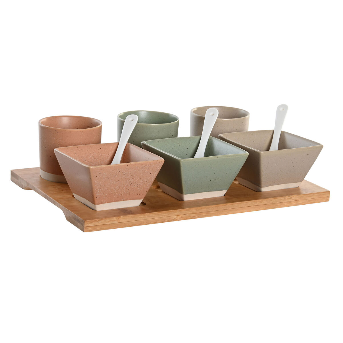 Tilltuggsset DKD Home Decor 28 x 18,8 x 1,5 cm Porslin Multicolour Bambu 10 Delar Skandinavisk