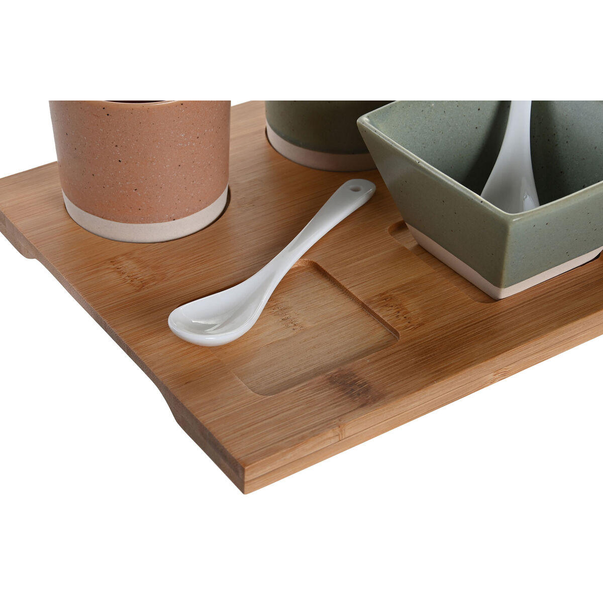 Tilltuggsset DKD Home Decor 28 x 18,8 x 1,5 cm Porslin Multicolour Bambu 10 Delar Skandinavisk - 2