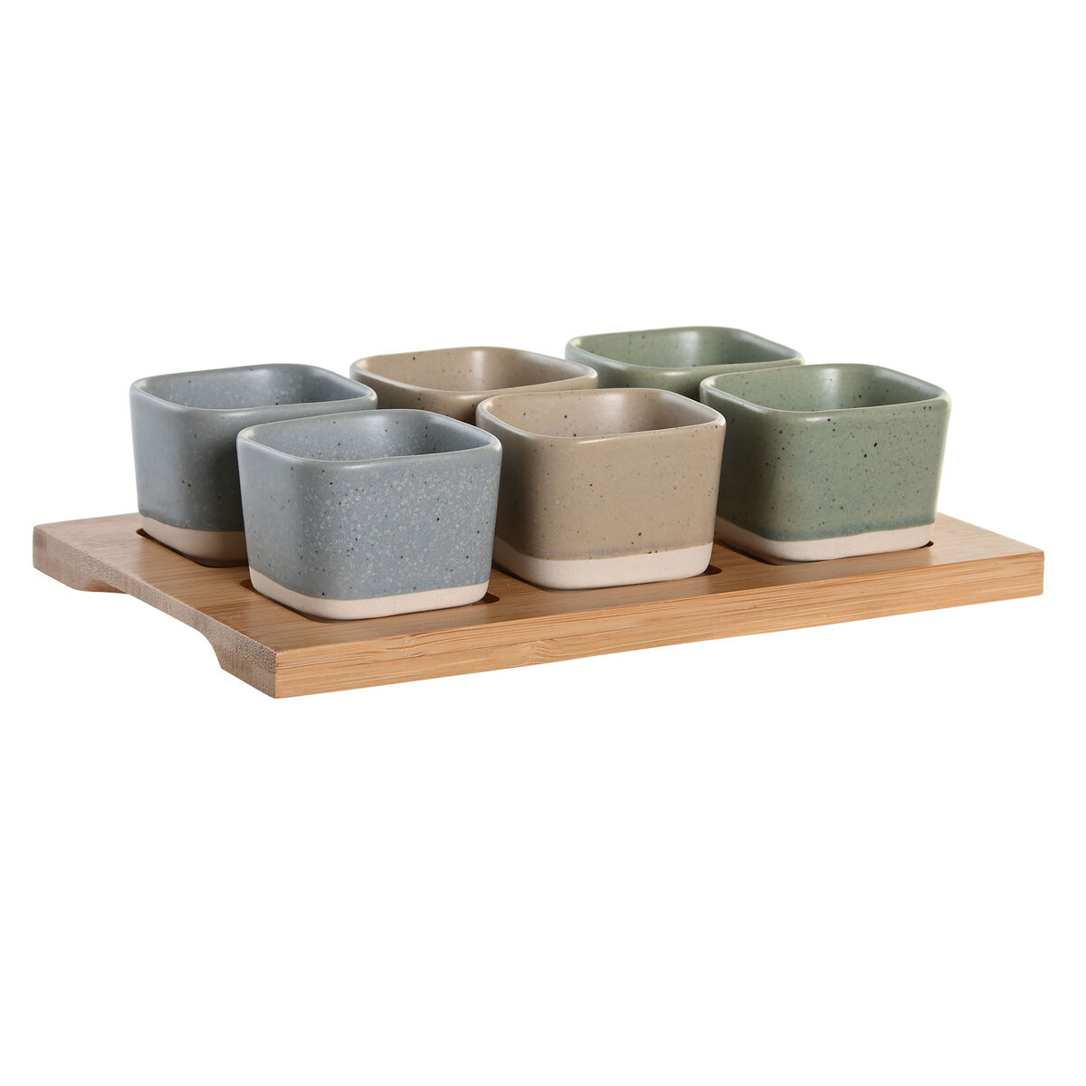 Tilltuggsset DKD Home Decor 21,6 x 15 x 1,5 cm Porslin Multicolour Bambu Skandinavisk