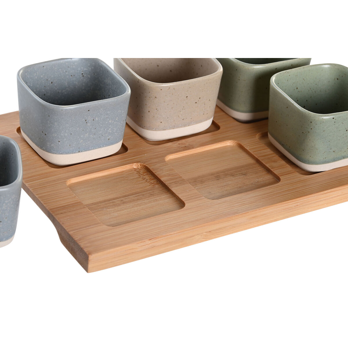 Tilltuggsset DKD Home Decor 21,6 x 15 x 1,5 cm Porslin Multicolour Bambu Skandinavisk - 2