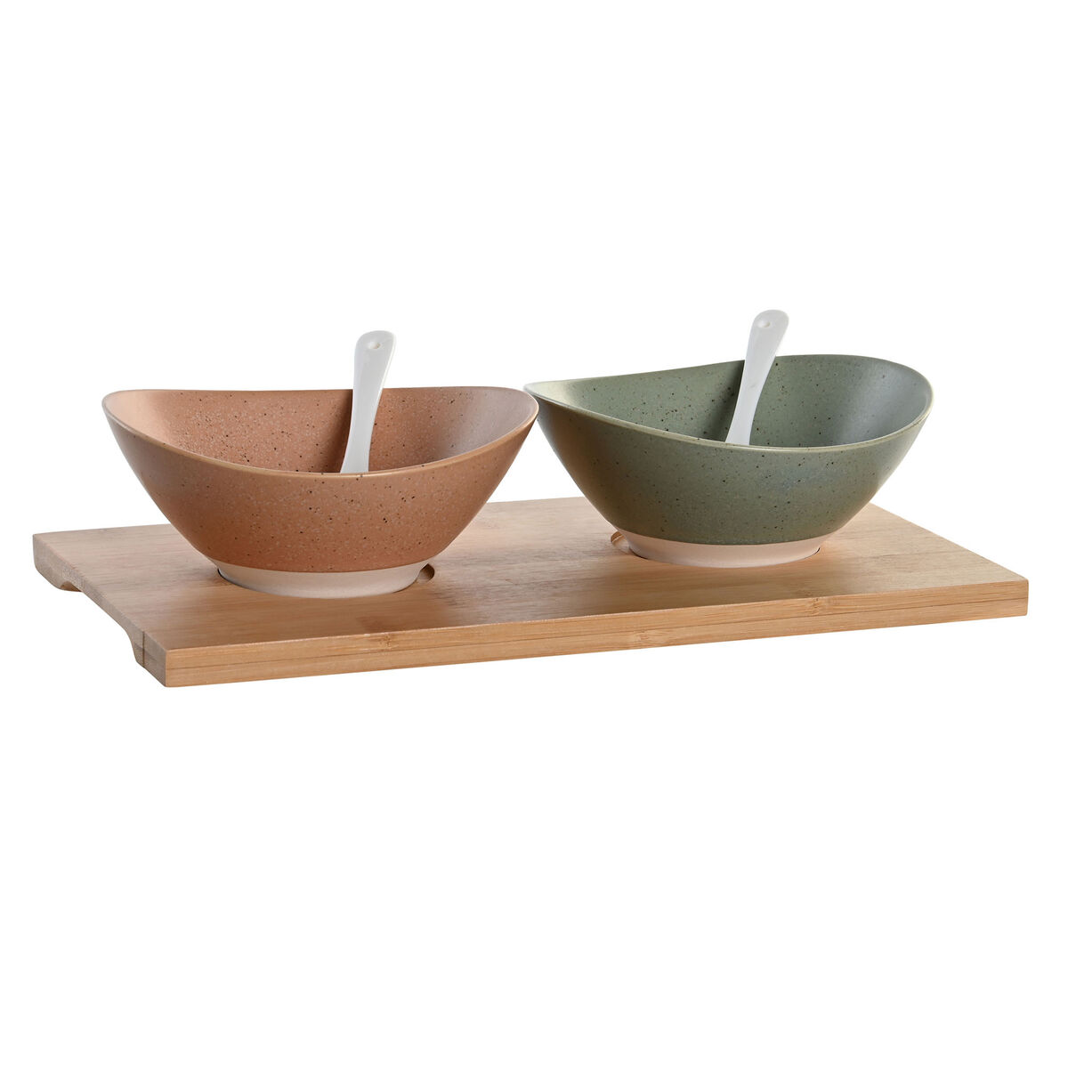 Tilltuggsset DKD Home Decor 29 x 15,5 x 1,5 cm Porslin Multicolour Bambu Skandinavisk