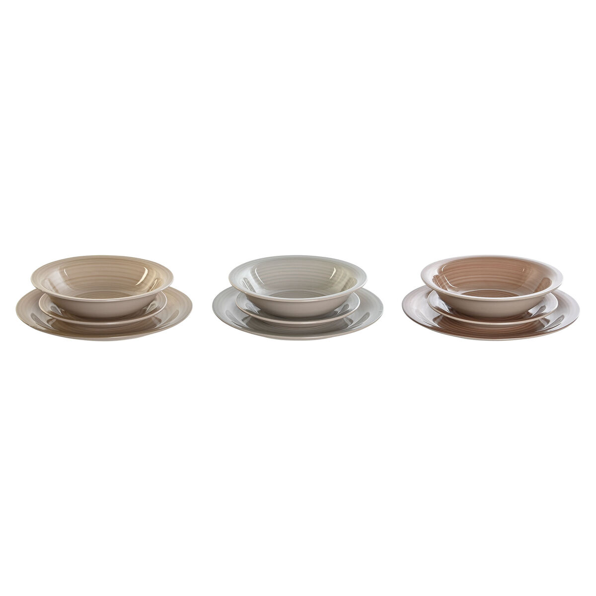 Matservis DKD Home Decor Brun Grå Stengods 18 Delar 26,5 x 26,5 x 3 cm - 2