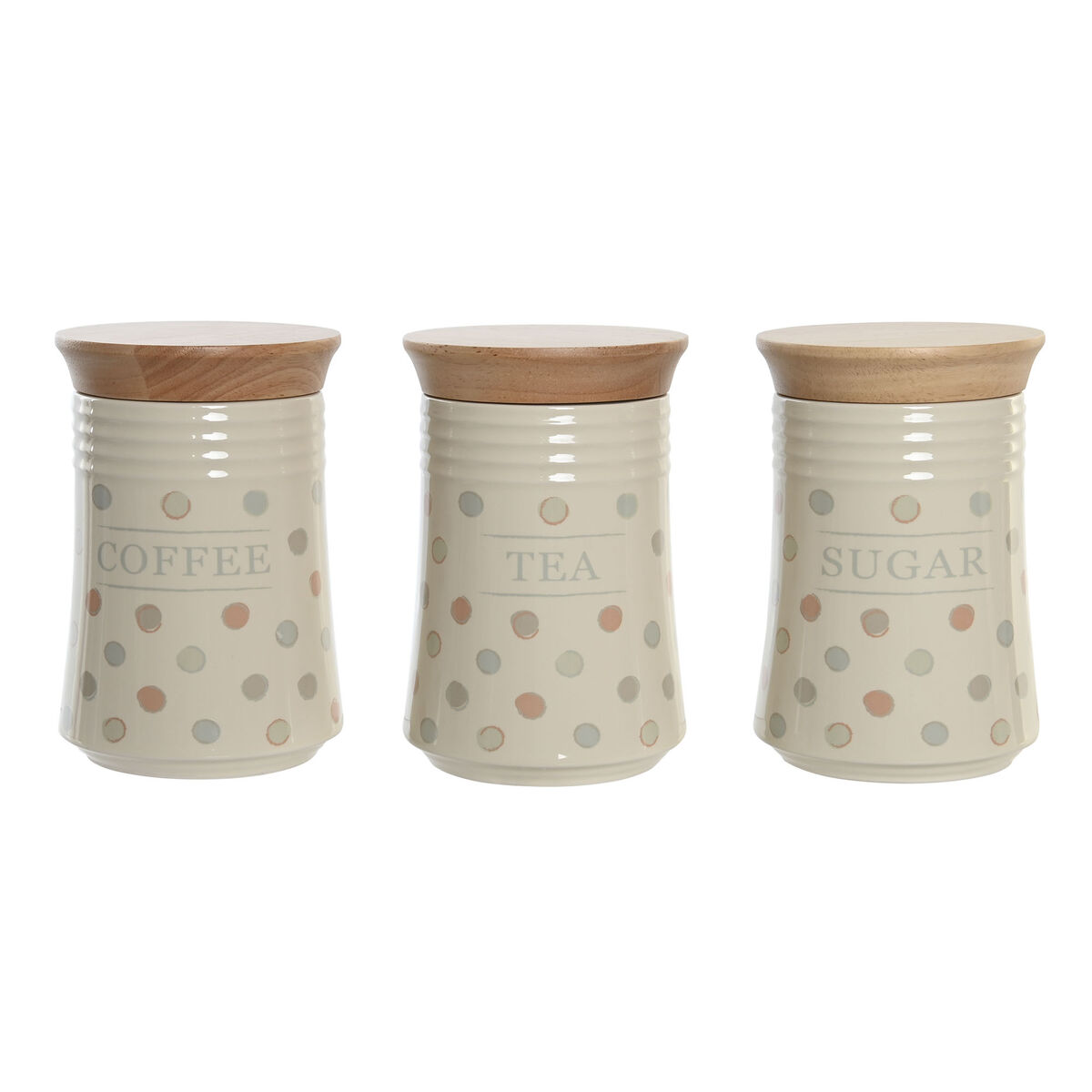 Burk DKD Home Decor Beige Bambu Stengods Prickig 10 x 10 x 16 cm (3 antal)