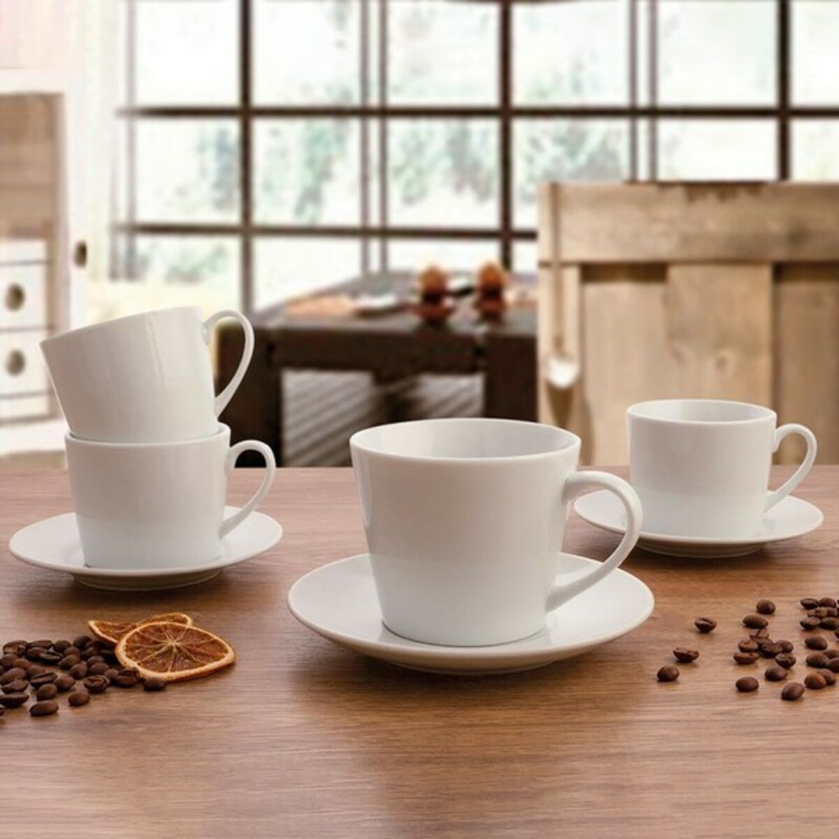 Set med kaffekoppar Quid 001442 (12 pcs) Transparent Keramik 6 Delar 220 ml - 8