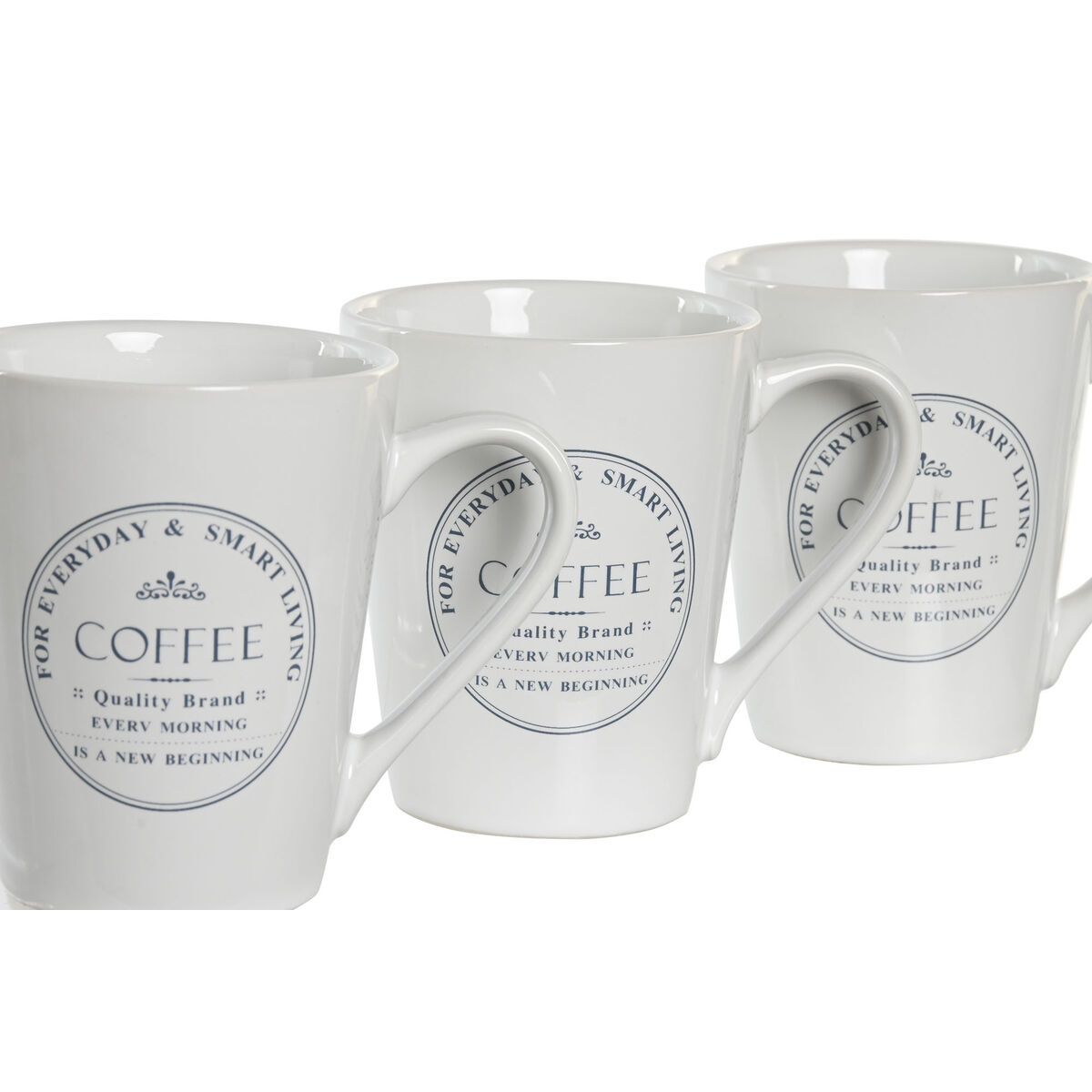 Set med koppar och fat DKD Home Decor Metall Vit 300 ml Stengods Kakel - 3
