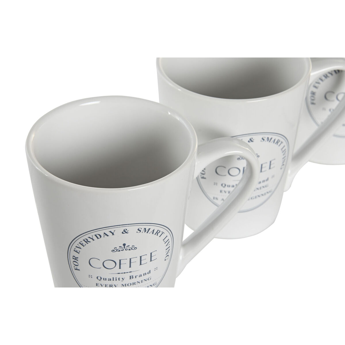 Set med koppar och fat DKD Home Decor Metall Vit 300 ml Stengods Kakel - 2