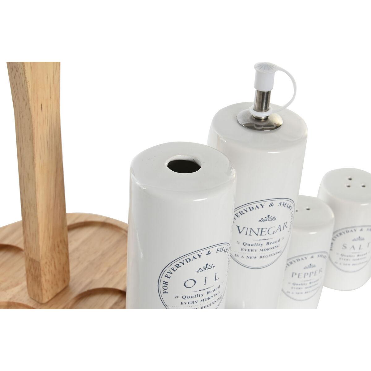 Set med olja och vinäger DKD Home Decor 18 x 15 x 22 cm Trä Vit Stengods - 2