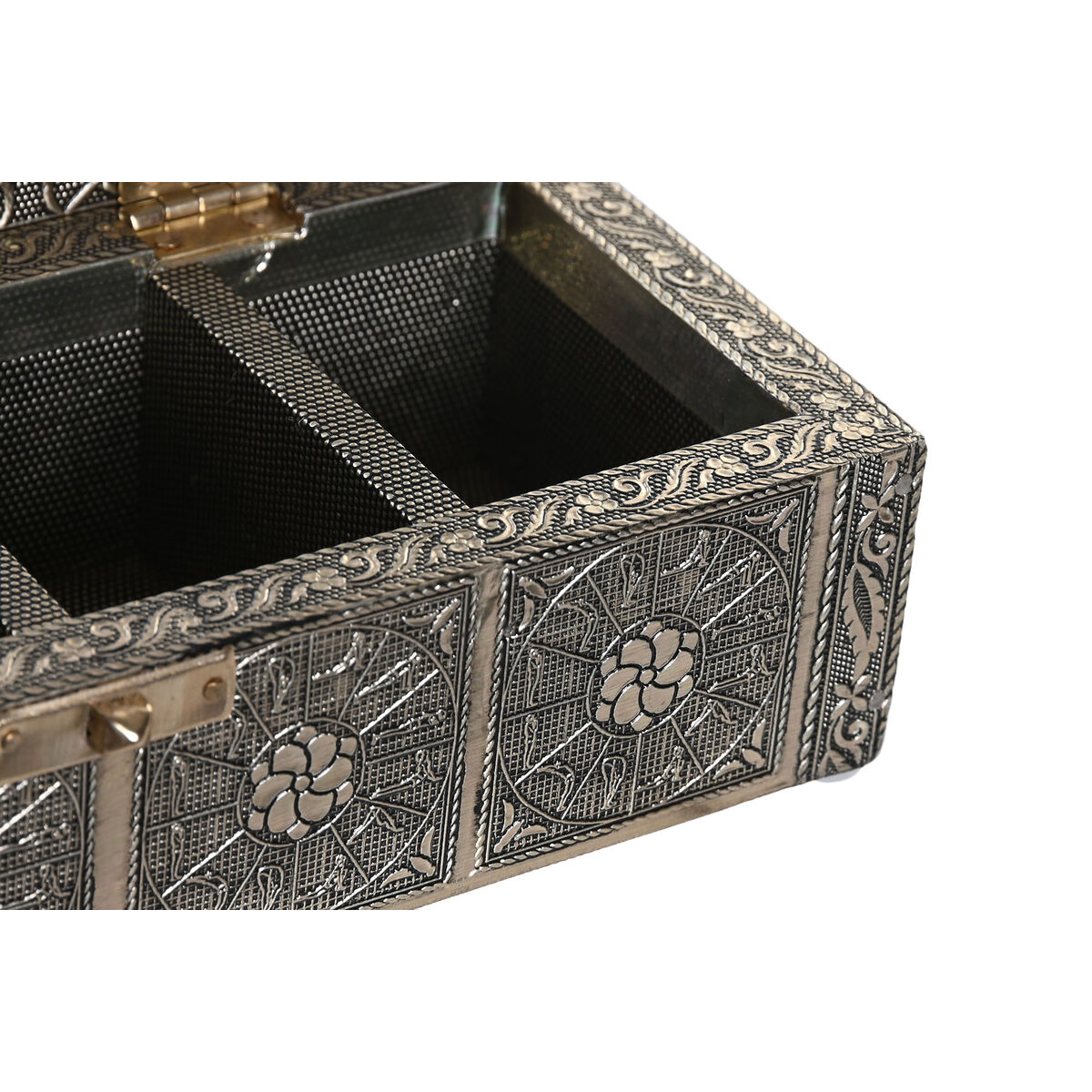 Låda för örtte DKD Home Decor 23 x 9 x 6 cm Champagne Trä Aluminium - 3
