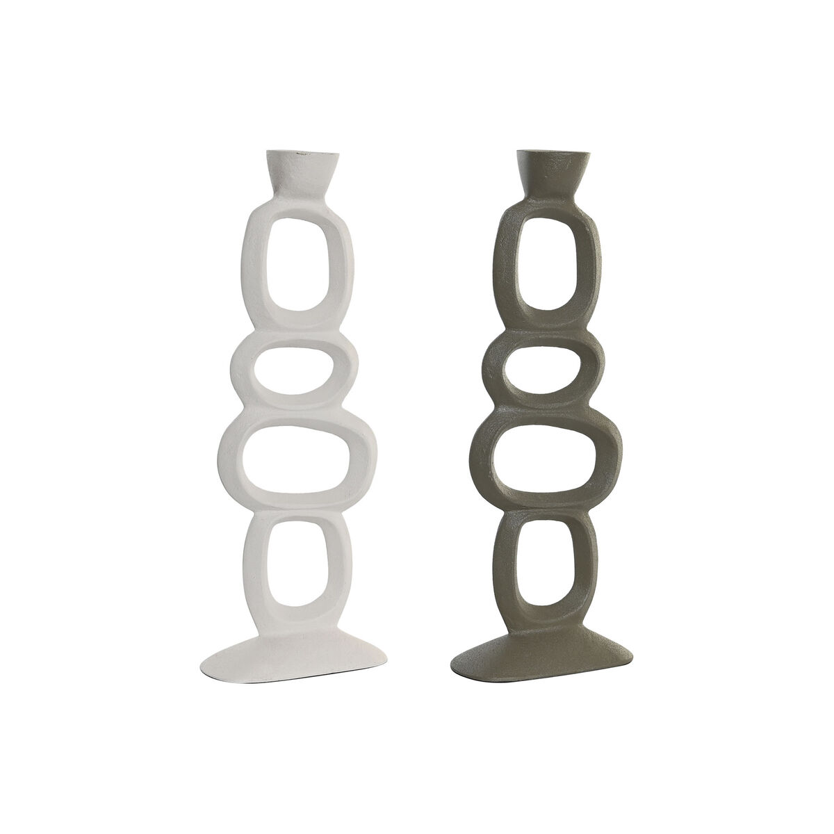 Kandelaber DKD Home Decor 14,5 x 7 x 37 cm Aluminium Vit Grön (2 antal)