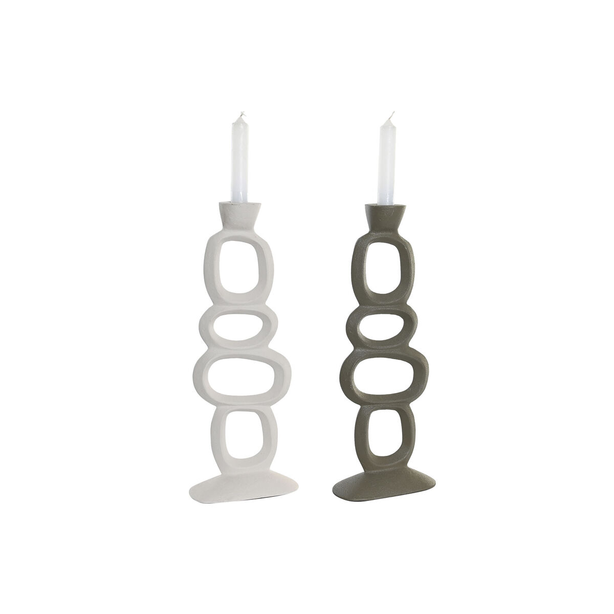 Kandelaber DKD Home Decor 14,5 x 7 x 37 cm Aluminium Vit Grön (2 antal) - 4