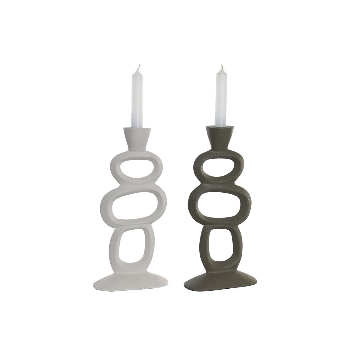 Kandelaber DKD Home Decor 14,5 x 6,5 x 29,5 cm Aluminium Vit Grön (2 antal) - 4