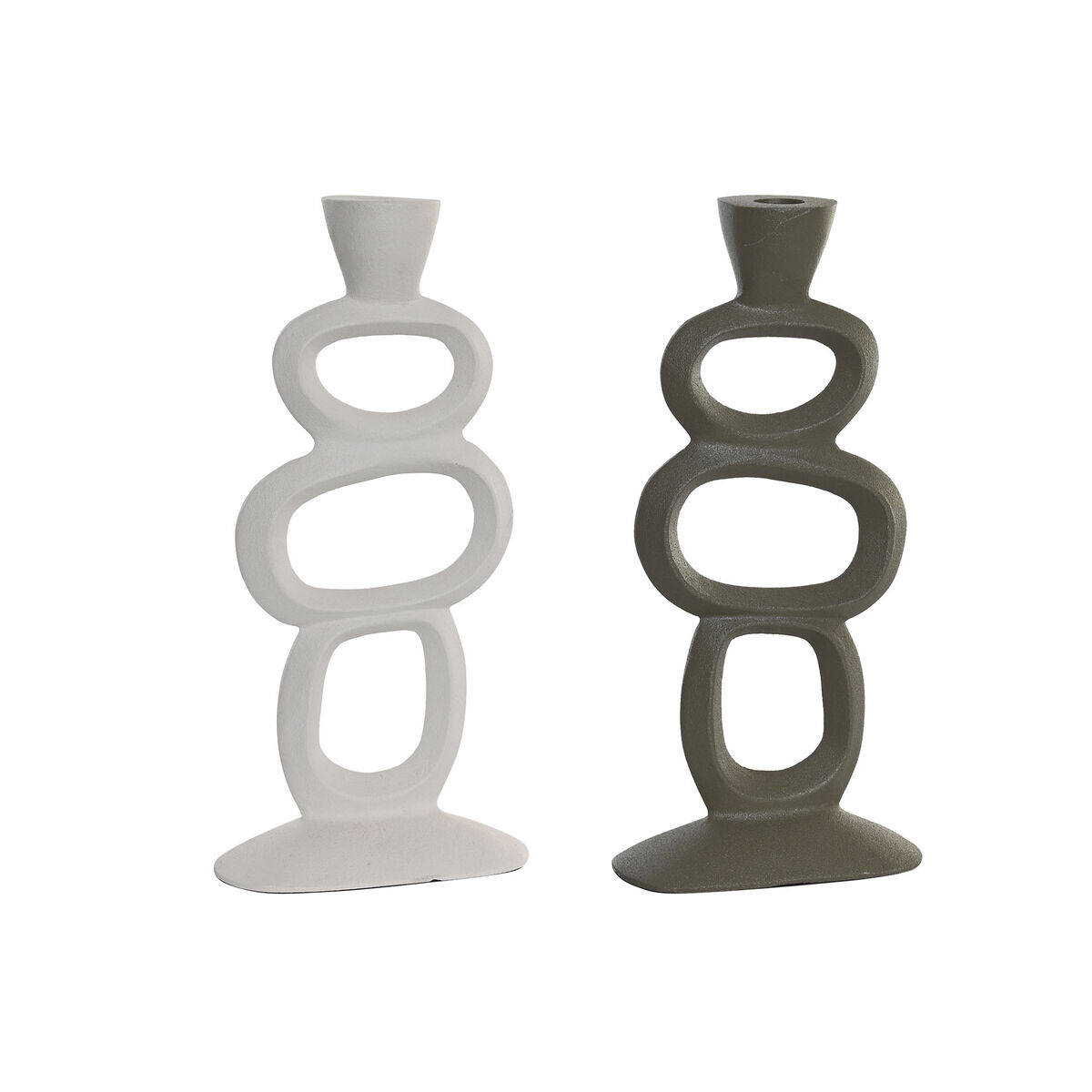 Kandelaber DKD Home Decor 14,5 x 6,5 x 29,5 cm Aluminium Vit Grön (2 antal)