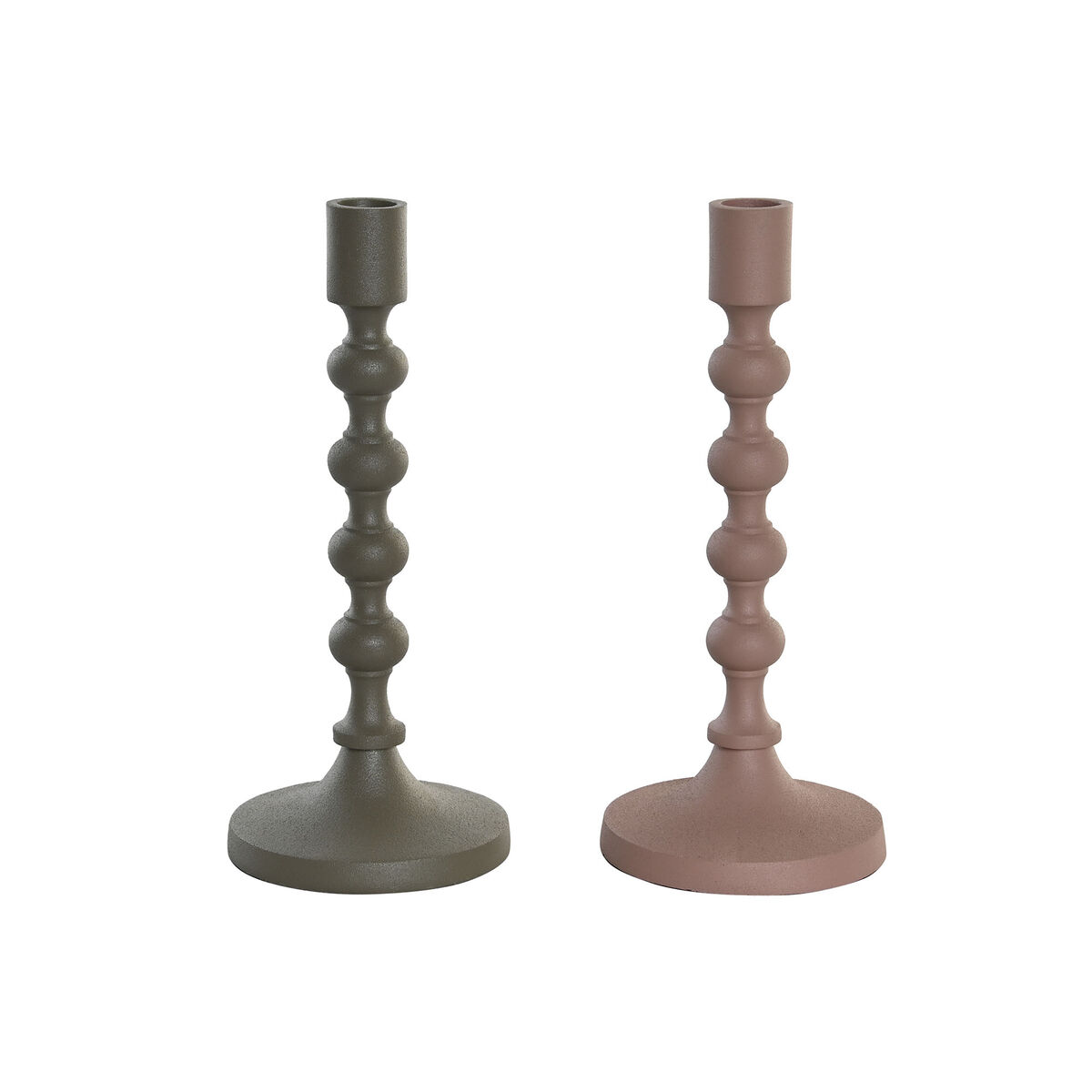 Kandelaber DKD Home Decor 10,5 x 10,5 x 23,5 cm Rosa Aluminium Grön (2 antal)