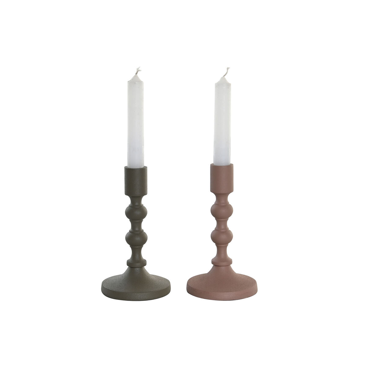 Kandelaber DKD Home Decor 10,5 x 10,5 x 23,5 cm Rosa Aluminium Grön (2 antal) - 4