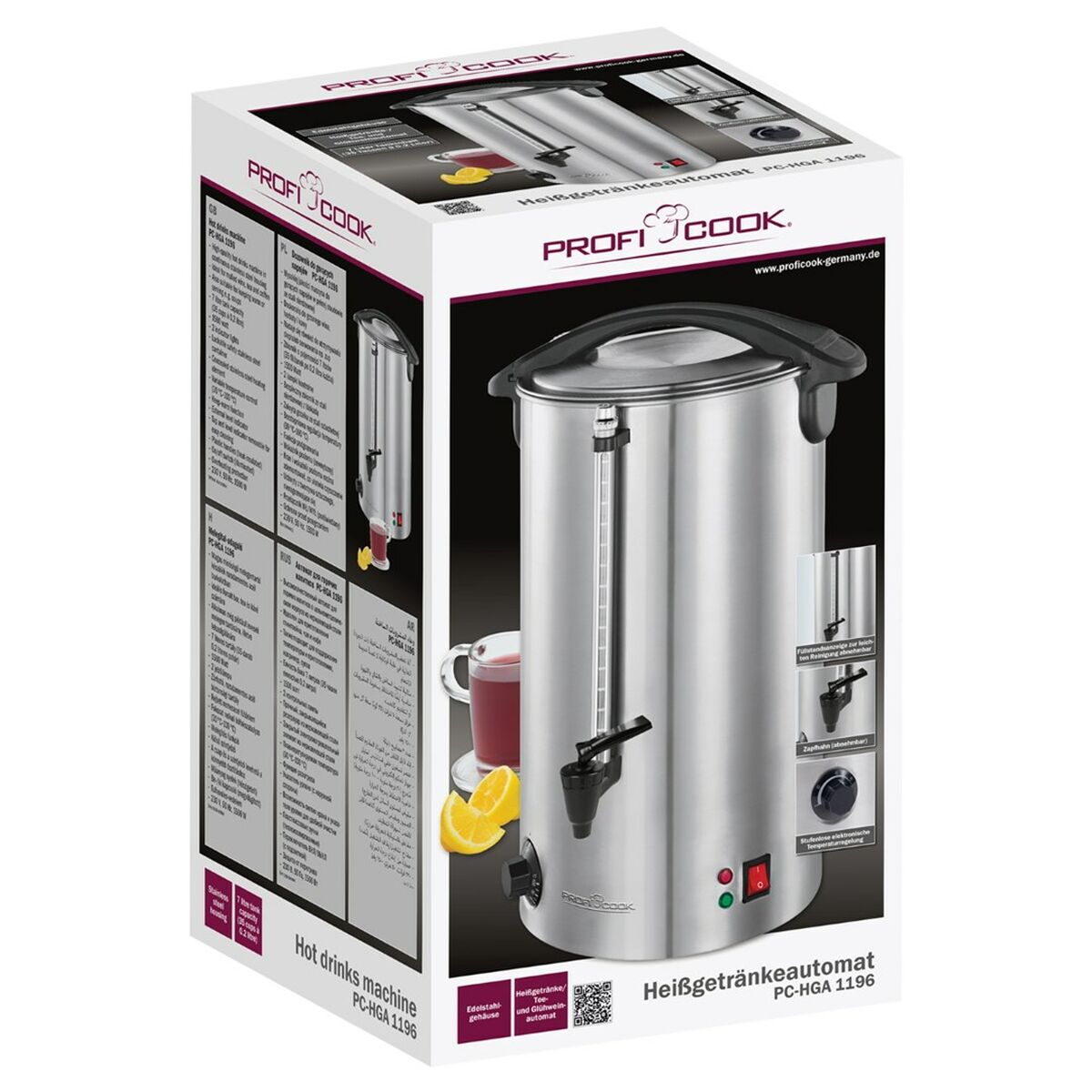 Vattenkokare Proficook PC-HGA 1196 Silvrig Rostfritt stål Plast 1500 W 7 L - 2