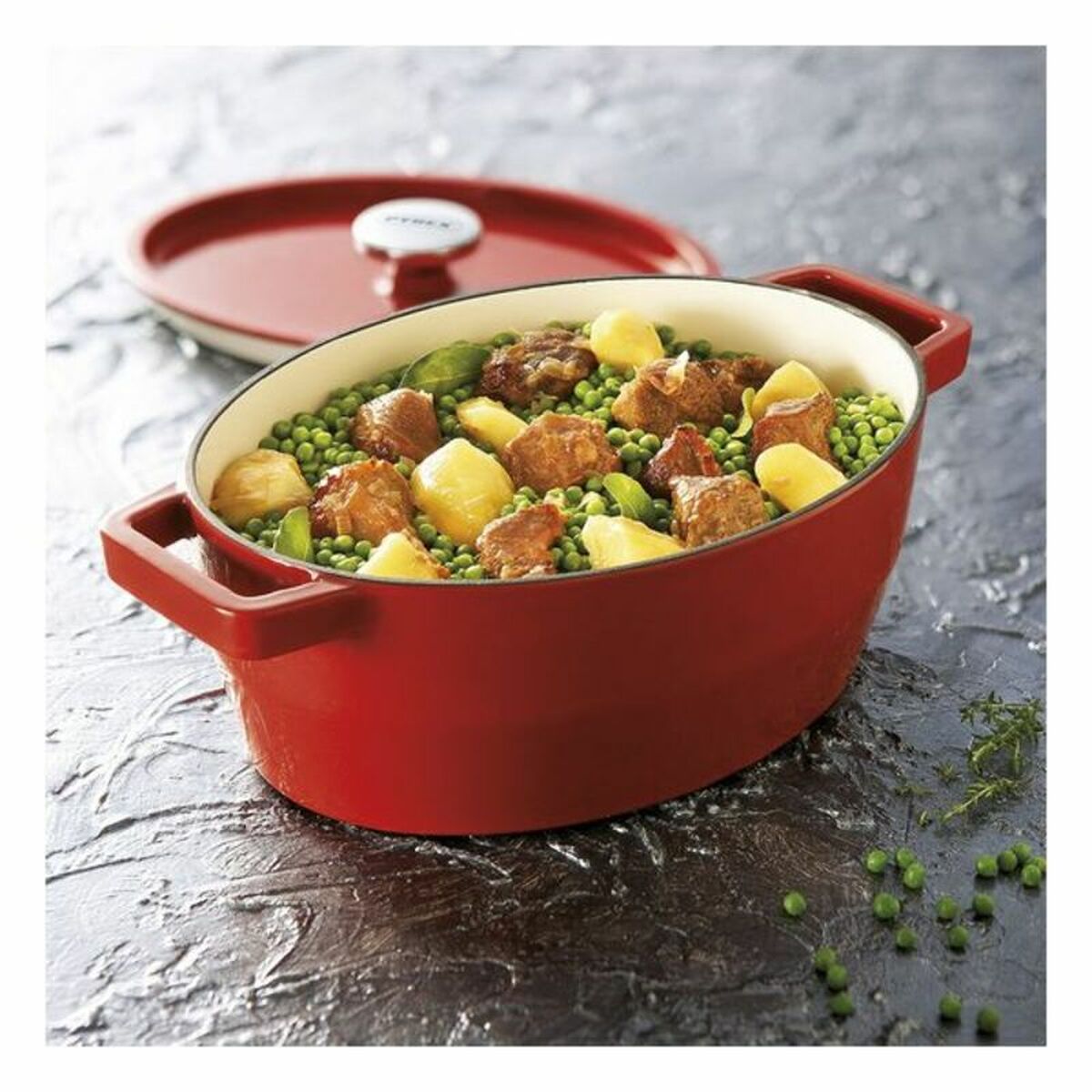 Kastrull med lock Pyrex Slow Cook Gjutjärn, Kapacitet: 5,8 L - 7
