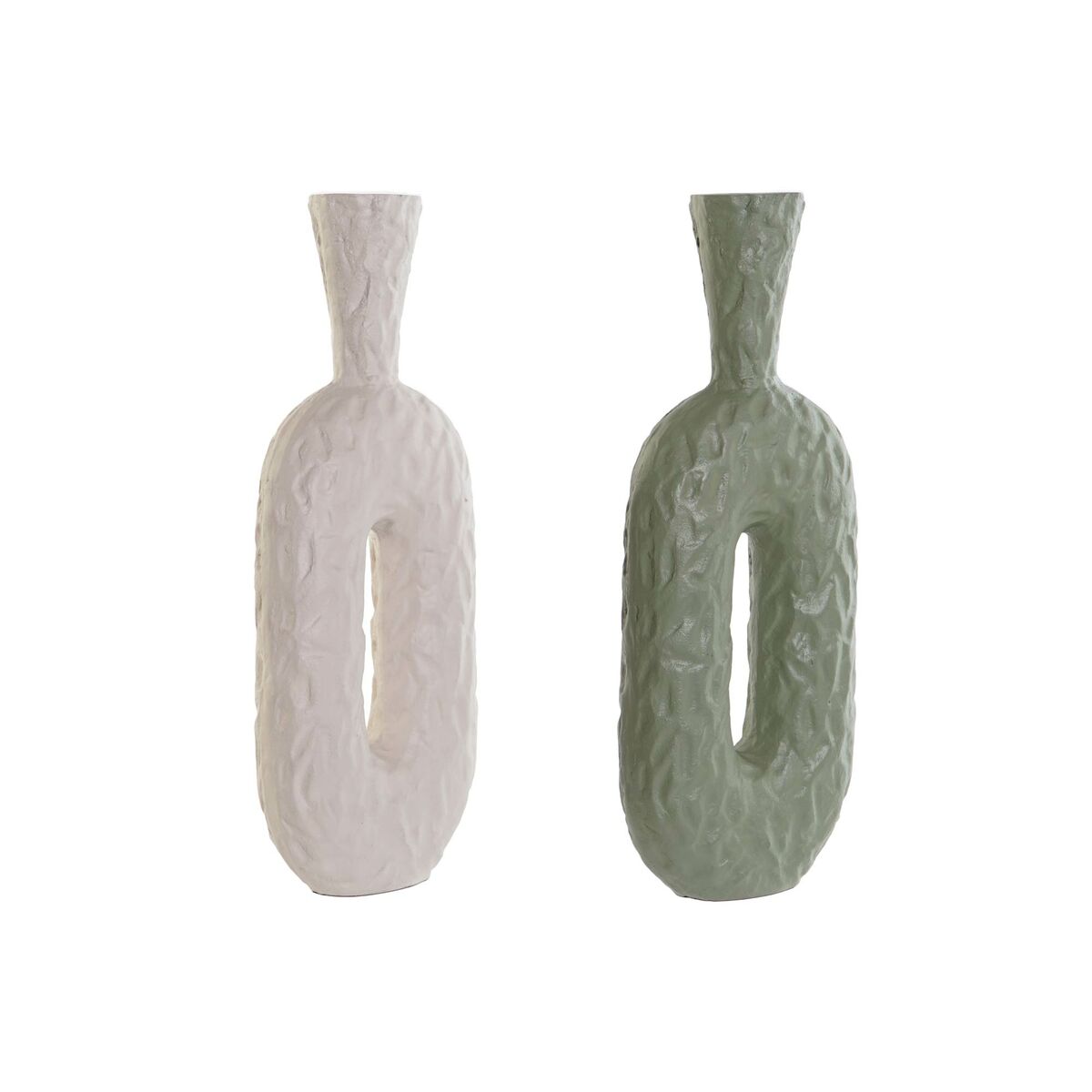Vas DKD Home Decor Vit Grön Aluminium 16 x 7 x 43 cm (2 antal)