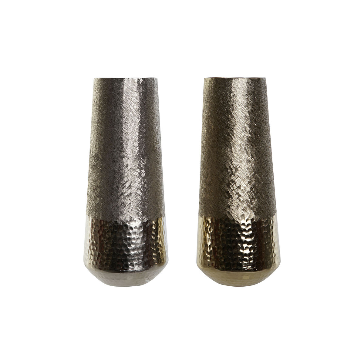 Vas DKD Home Decor Gyllene Silvrig Aluminium 15 x 15 x 36,5 cm (2 antal)