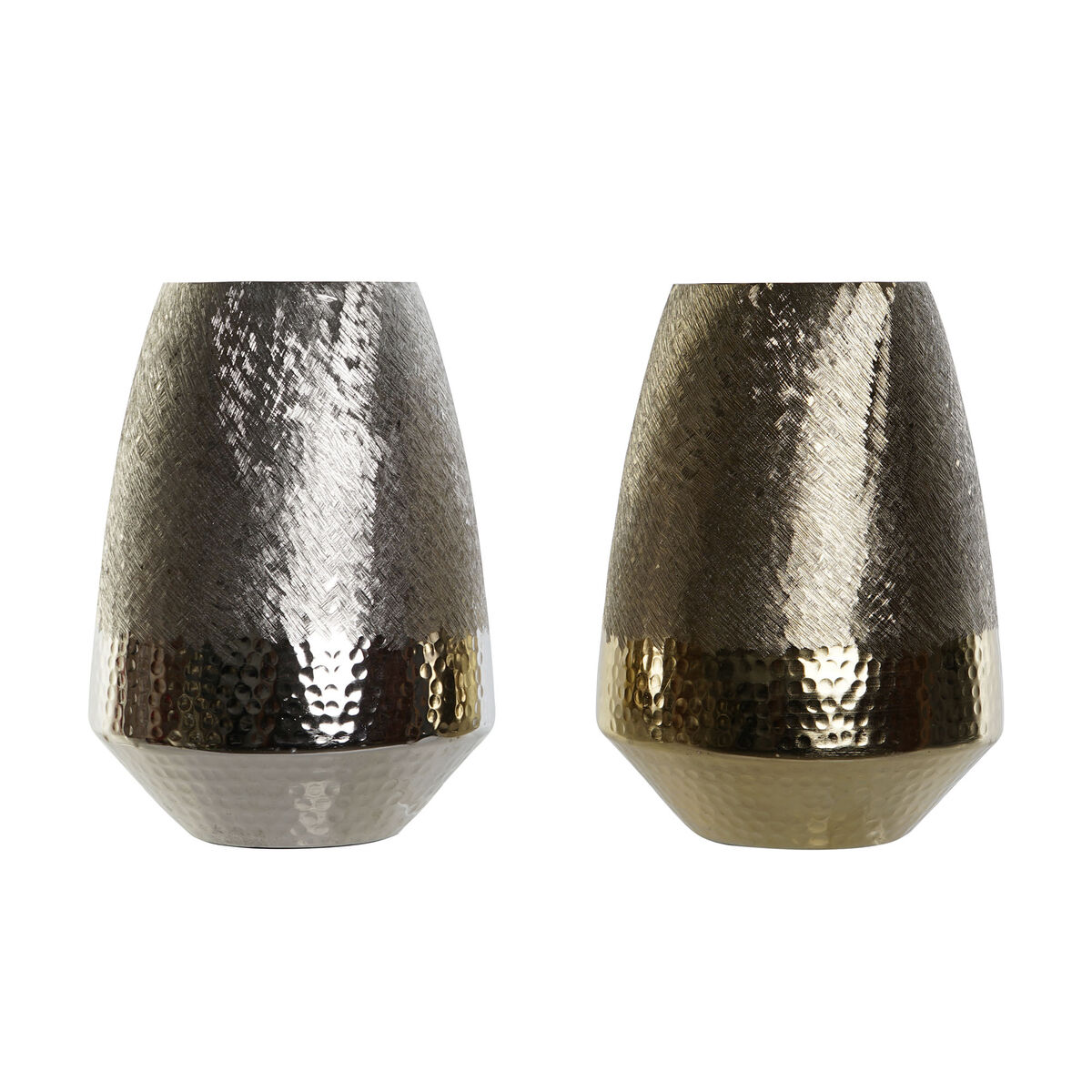 Vas DKD Home Decor Gyllene Silvrig Aluminium 22 x 22 x 32 cm (2 antal)