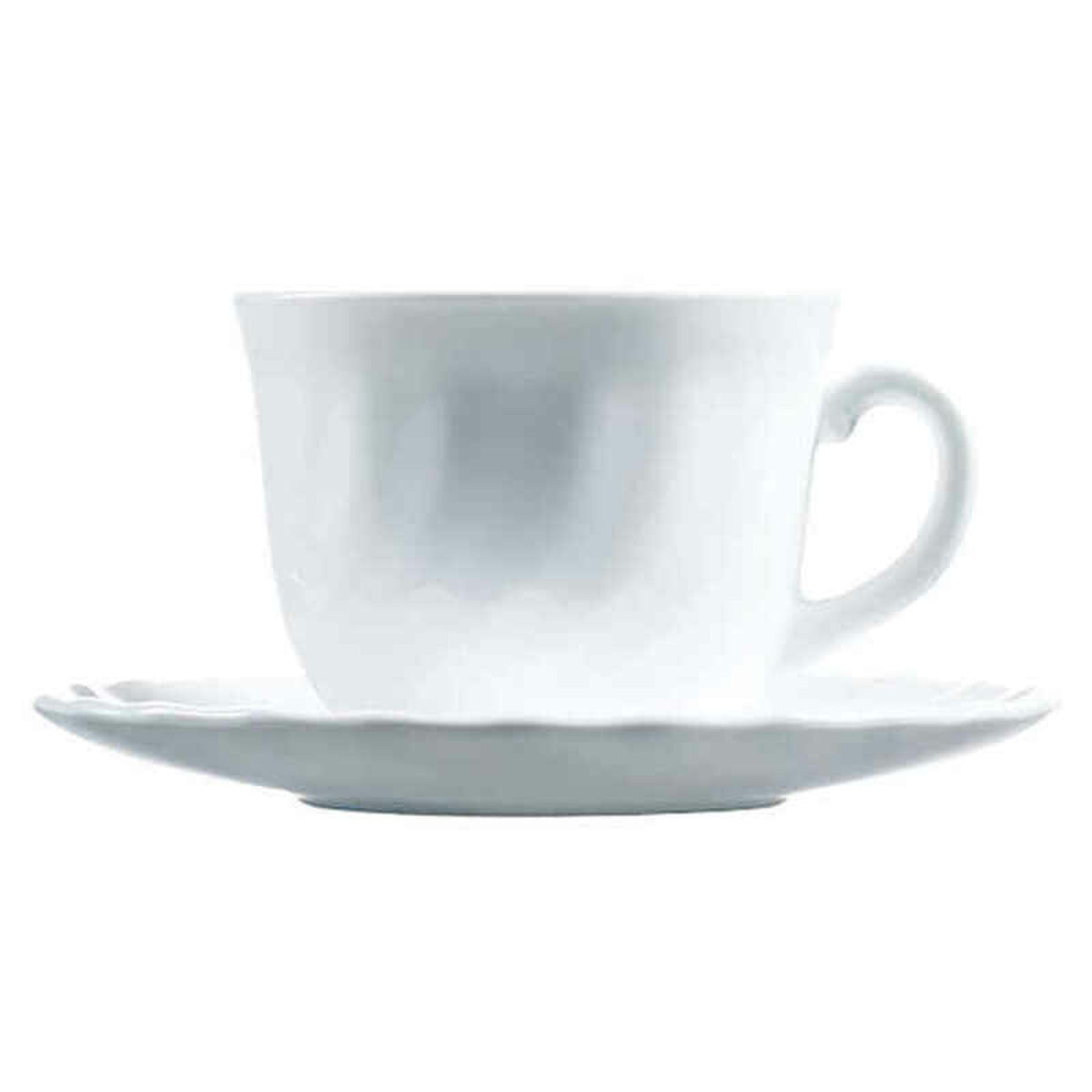Set med koppar och fat Luminarc Trianon (4 pcs) Vit Glas 280 ml 4 Delar - 2