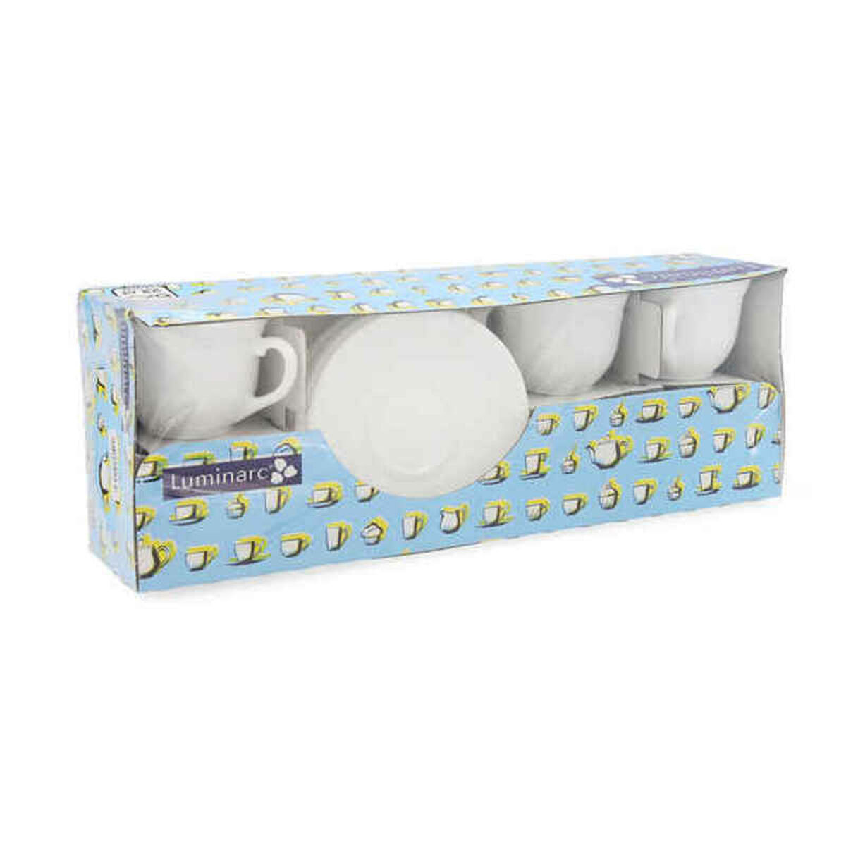Set med koppar och fat Luminarc Trianon (6 pcs) Vit Glas 220 ml 6 Delar - 3