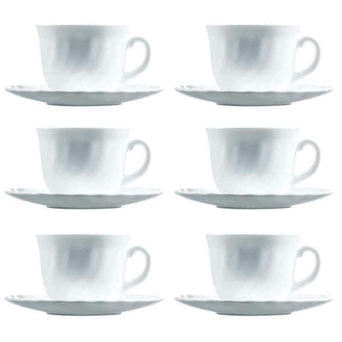 Set med koppar och fat Luminarc Trianon (6 pcs) Vit Glas 220 ml 6 Delar - 4