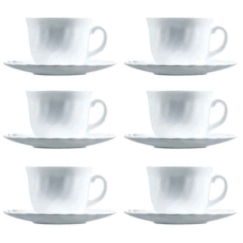 Set med koppar och fat Luminarc Trianon (6 pcs) Vit Glas 220 ml 6 Delar - 2