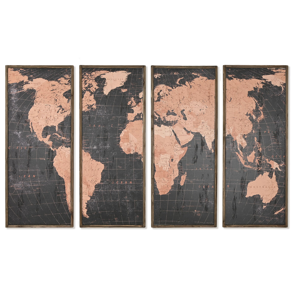 4-ramsset DKD Home Decor Världskarta Vintage 200 x 3,5 x 120 cm