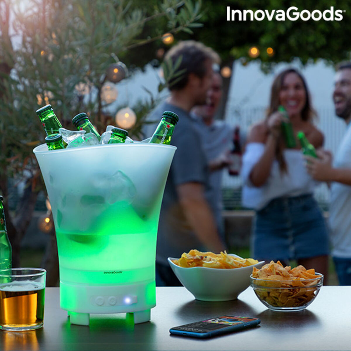 LED-hink med återuppladdningsbar högtalare Sonice InnovaGoods - 18