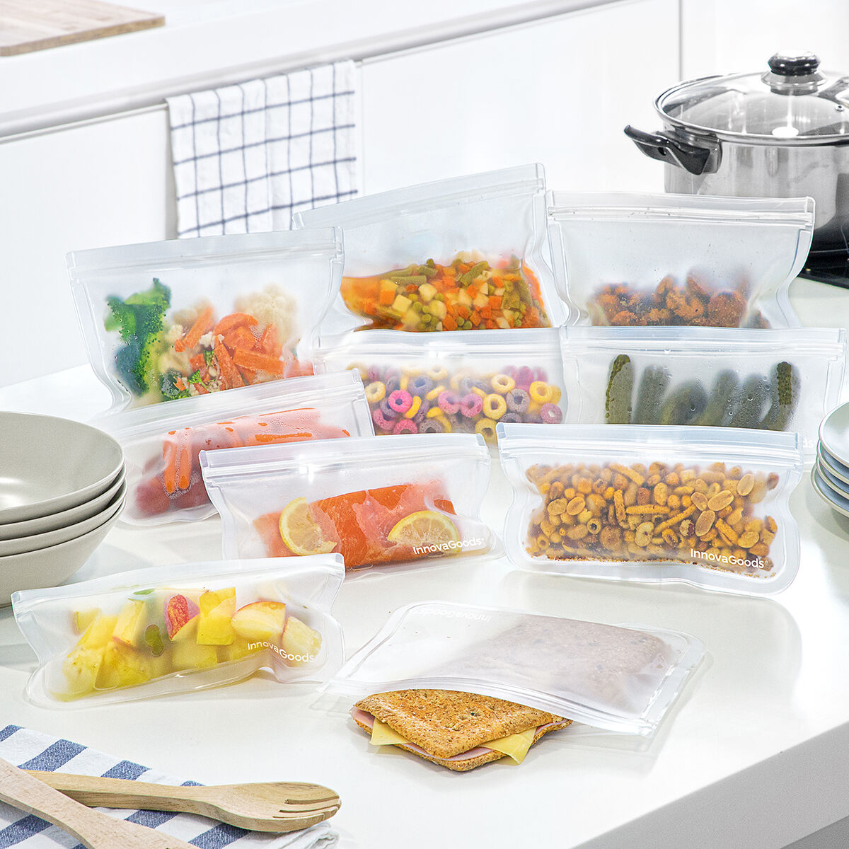 Set med återanvändningsbara livsmedelspåsar Freco InnovaGoods 10 Delar - 9