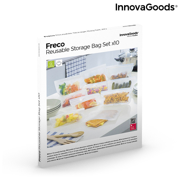 Set med återanvändningsbara livsmedelspåsar Freco InnovaGoods 10 Delar - 2
