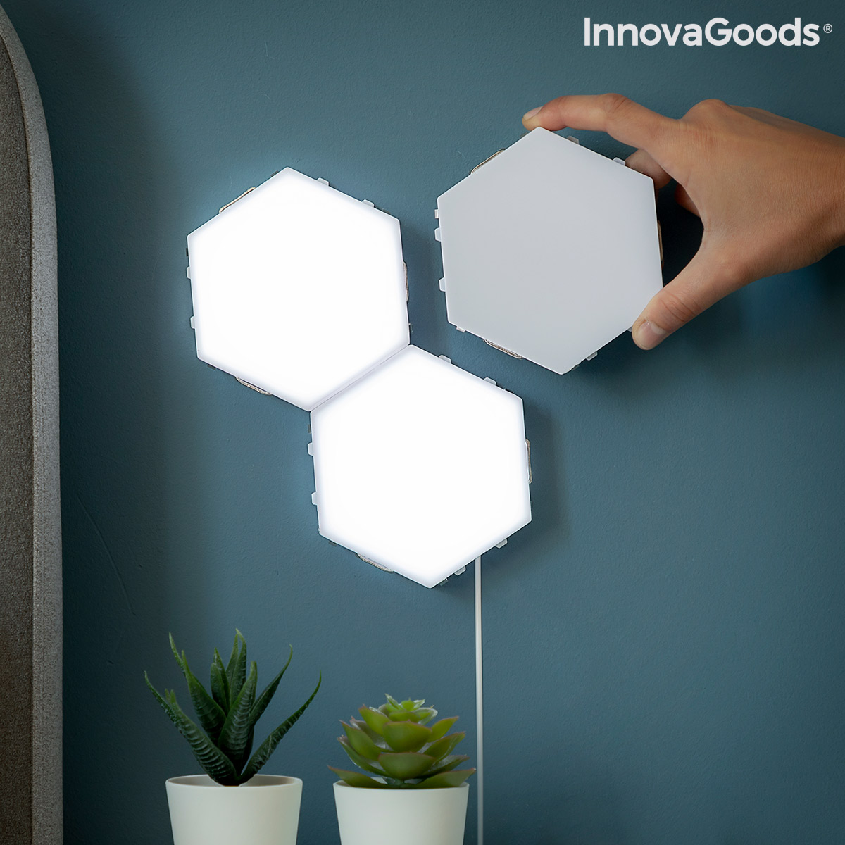 Set med anpassningsbara magnetiska och taktila LED-paneler Tilight InnovaGoods (3 St) - 9