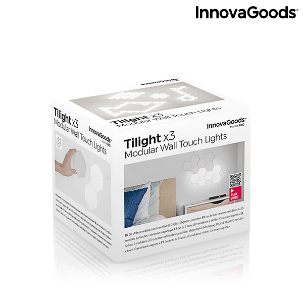 Set med anpassningsbara magnetiska och taktila LED-paneler Tilight InnovaGoods (3 St) - 4