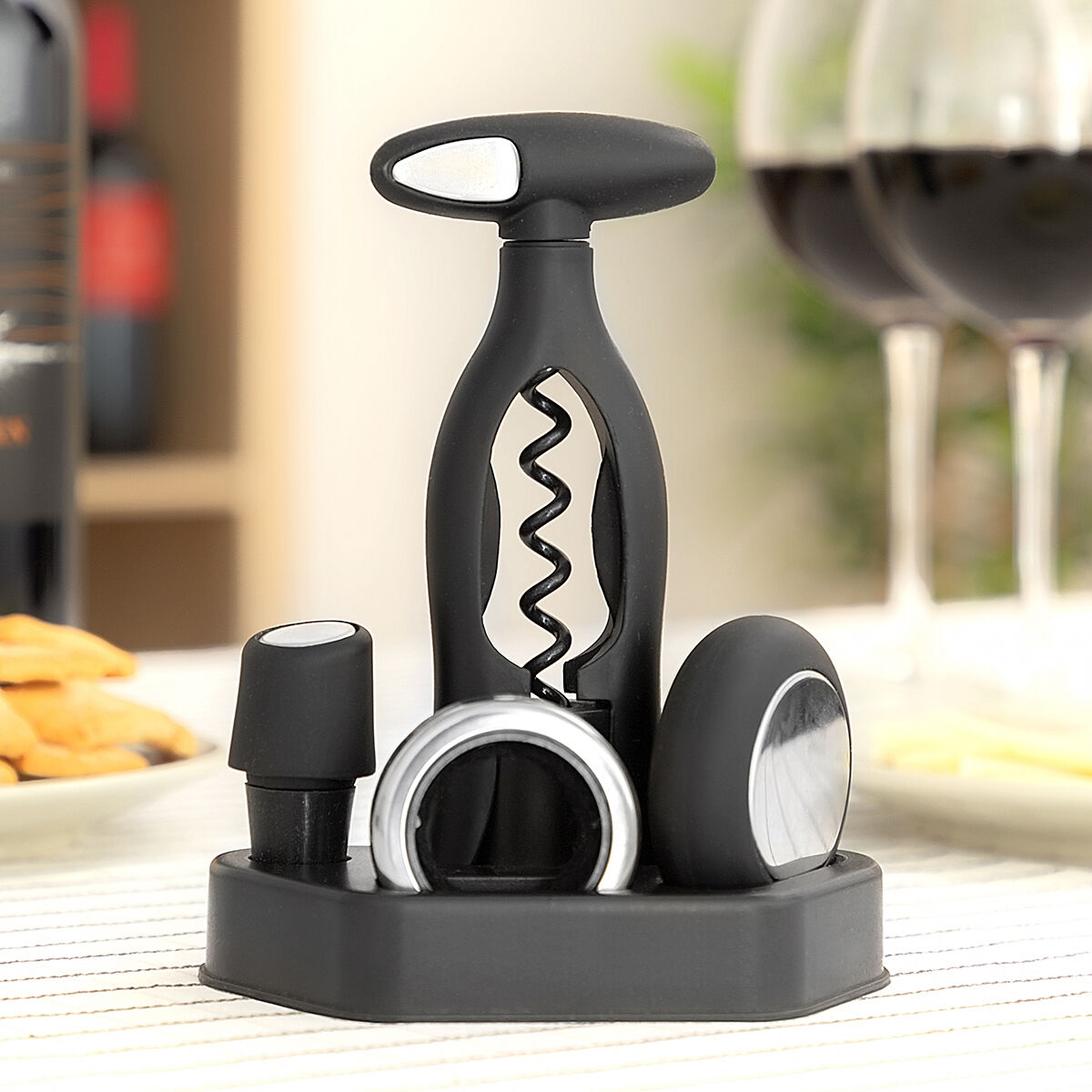 Uppsättning av vin med spiralkorkskruv och tillbehör Vinstand InnovaGoods 5 Delar - 10