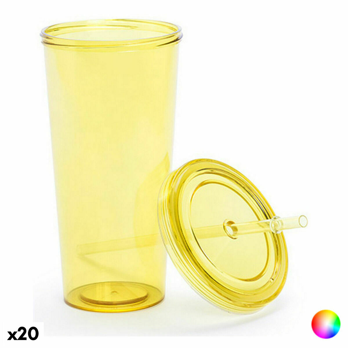 Muggen med Sugrör Top Can Cap 144874 (750 ml) (20 antal), Färg: Transparent