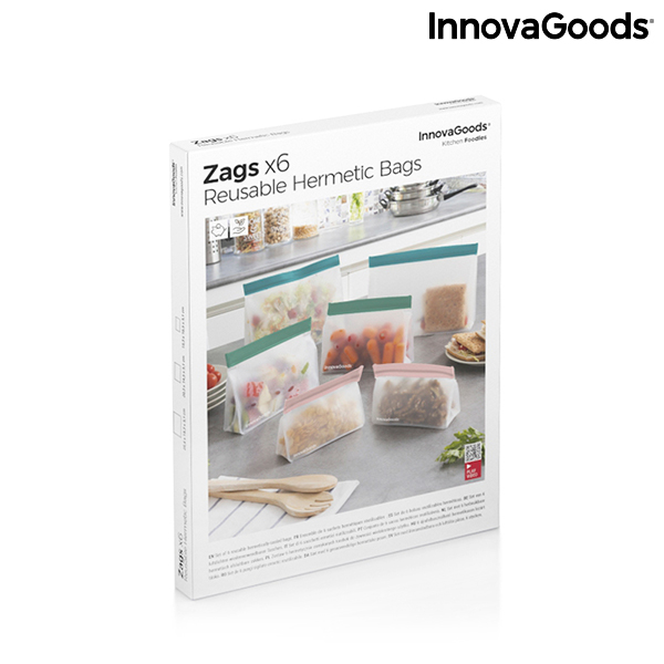 Set med återanvändningsbara hermetiskt förslutna påsar Zags InnovaGoods 6 Delar - 2