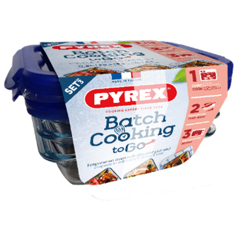 Lunchlådor, set Pyrex Cook & Go Glas Transparent (3 x 0,8 L)