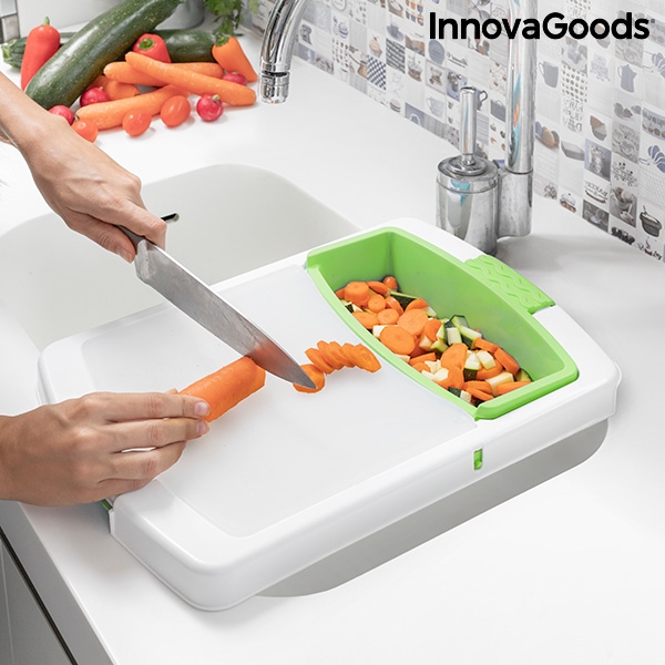 Utdragbar skärbräda 3-i-1 med fack, behållare och bottenventil PractiCut InnovaGoods - 9