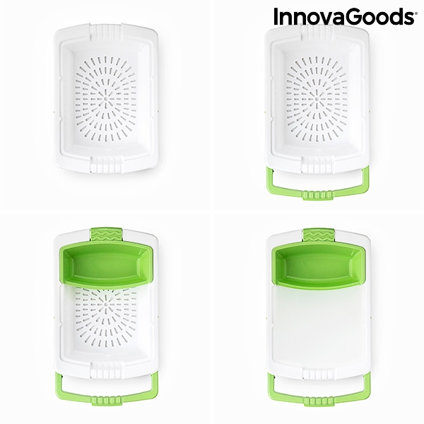 Utdragbar skärbräda 3-i-1 med fack, behållare och bottenventil PractiCut InnovaGoods - 11